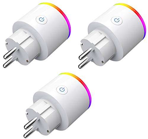 Smart Plug - set van 3 - Smart Plug 16A - Google Home (Google Assistant) - met vermogensmeter via mobiele toepassing Smart Plug Drie stuks (Smart Plug 3 stuks).