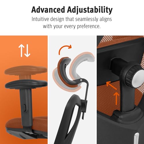 Image of Duramont Ergonomic Office Chair - Adjustable Desk Chair with Lumbar Support and Rollerblade Wheels - High Back Chairs with Breathable Mesh - Thick Seat Cushion, Head, and Arm Rests - Brown