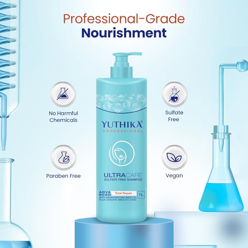 Image of Yuthika Professional Ultracare Sulfate Free Shampoo 1000 ml | Total Repair Shampoo for Damaged, Dry & Frizzy Hair | Gentle Daily Care for Women & Men