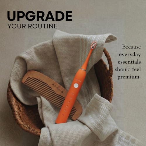 Image of Seven Oral Care SuperBrush Pro Electric Toothbrush for Adults | Rechargeable Toothbrush with Advanced Cleaning Technology | Soft Bristles | Gentle on Gums | Ergonomic Lightweight Design | Daily Oral Care (Sunset Orange)