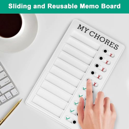 Image of BeFunky Checklist Memo Plastic Boards, Chore Chart for Children, Daily to Do List Checklist Chart, Planner Schedule Reminder, Removable Checklist Board, with 10 Sheets of White Cardboard