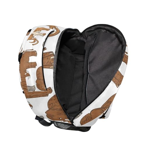 Brown White Mammoth Backpack Laptop Tablet Travel School Backpack with Name Tag for Kids Boys Girls4