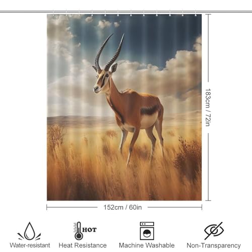 Rideau de douche antilope polyester anti-moisissure lavable pour baignoire salle de bains - 4