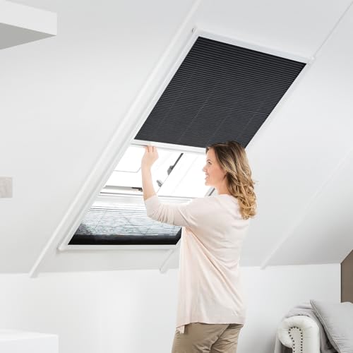 empasa Combi Fenêtre de toit plissé protection contre les insectes et protection solaire Moustiquaire MASTER DUO Cadre en aluminium découpable sur mesure,...