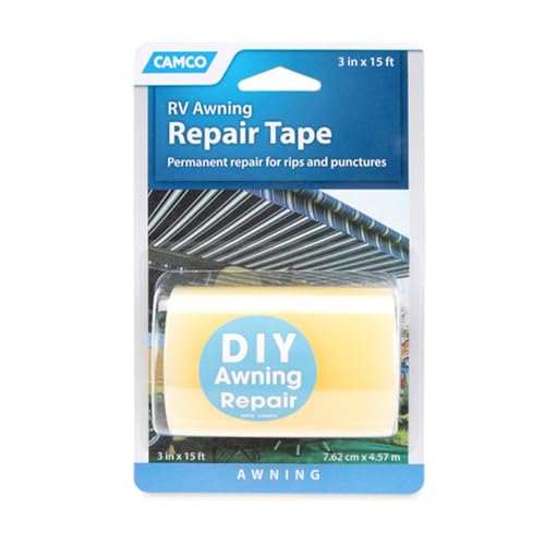 Cinta de reparación de toldo autoadhesiva transparente Camco 42613 para lona impermeable 3