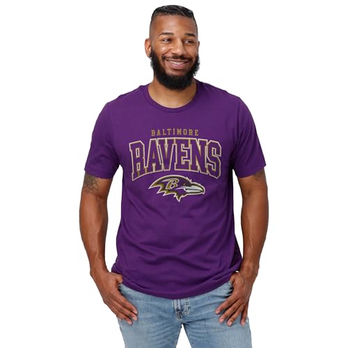 FOCO Baltimore Ravens NFL Mens Classic Arched Logo T-Shirt - Team Purple - L