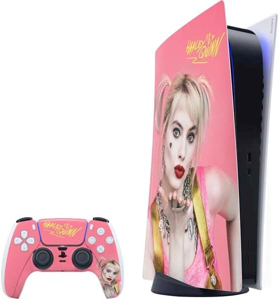Skinit Decal Gaming Skin Compatible with PS5 Bundle - Officially Licensed DC Comics Harley Quinn Playfull Pose Design
