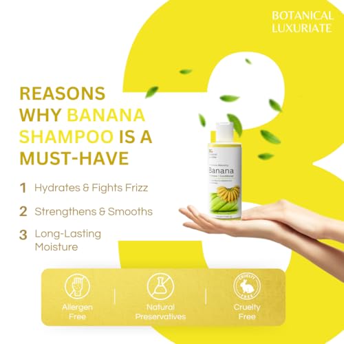Image of Banana Natural Shampoo + Conditioner 200ml Moisture Lock for All Hair Types - Frizz Free Hair Upto 36 to 48 Hours - Sulphate & Paraban Free