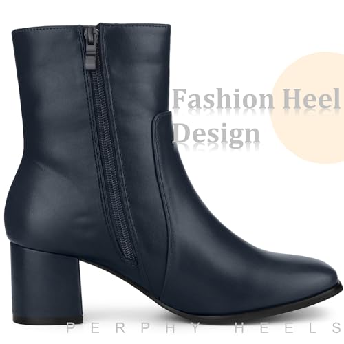 Perphy Square Toe Side Zip Chunky Heel Ankle Boots for Women4