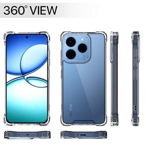 Image of Amazon Basics Back Cover for Realme 15T 5G / Realme Narzo 90 5G PC + TPU Clear Transparent Raised Edges Shockproof Protective Phone Bumper Case (Transparent)