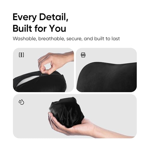 Image of Frido Mini Car Neck Pillow | Compact Ergonomic Memory Foam | Relieves Neck & Shoulder Strain | Ultrasoft Neck Rest Pillow for Comfortable Rides | Breathable Microfiber | Washable Velvet Cover | Black