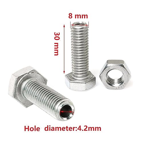 Image of 2pcs Cylindrical Hollow External Hexagon Screw 304 Stainless Steel Lamp Threading Screws Through Hole Bolt M8x30