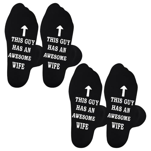 CVFRTT 2 Pares De Calcetines, Calcetines Antideslizantes Con Letras, Calcetines Casuales De Algodón Transpirable, Calcetines Personalizados, Calcetines Para Hombre, Regalo Para Marido