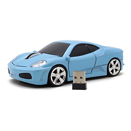 Image of Wireless Mouse Sports Car Mouse USB Computer Mice Optical 2.4GHz with Headlight 1600DPI for PC Laptop MAC (Blue)