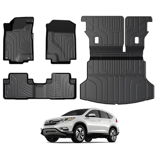 GALVAGNITE Floor Mats for Honda CRV 2012-2016 All Weather Floor Mats Trunk Cargo Liner with Backrest Protectors Accessories Full Coverage Set (Not fit Touring/EX-L)