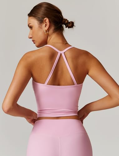 Image of QBGJTD Womens Longline Sports Bras Cross Back Active Gym Yoga Padded Workout Crop Tank Top with Built in Bra