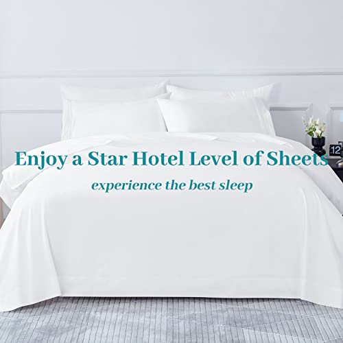 Hcora King Size Sheets Set - Hotel Luxury 90Gsm Brushed Microfiber Bedding Sheets & Pillowcases - Extra Soft Breathable Cooling Bed Sheets - 16" Deep Pocket, And Shrinkage - 4 Pc (King, White) #TOP6