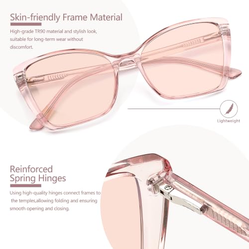 Image of Women's FL-Flex Cat Eye Tinted Blue Light Blocking Glasses for Migraine, Fluorescent Light Sensitivity, Photophobia & LED Gaming Computer Screen Glare (Light Rose /Flesh Pink)