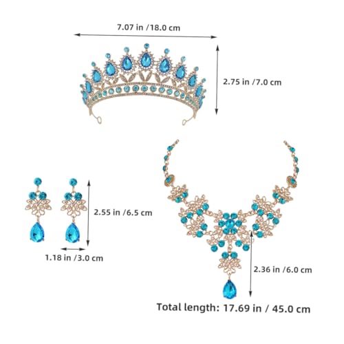Conjunto de joyería nupcial azul con collar y pendientes infantiles 3