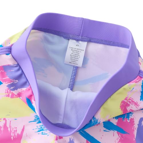 Image of UMELOK Girl Rash Guard Swimsuit 2-Pieces Long Sleeve Bathing Suit 4-12Years | Kids Swimwear Sets,UPF 50+ Sun Protection,Soft And Comfortable Fabric,Swimming Pool,Beach