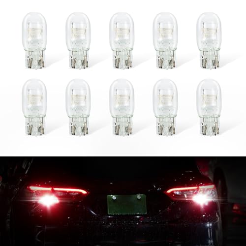 Wogomz 10PCS Car 7443 Bulb, 7443 Mini Bulb, T20 1891 Automotive Bulbs Replacement for DRL Taillight Turn Signal/Brake/Back-Up/Reverse Lights, Universal Lighting Car Accessories (White)