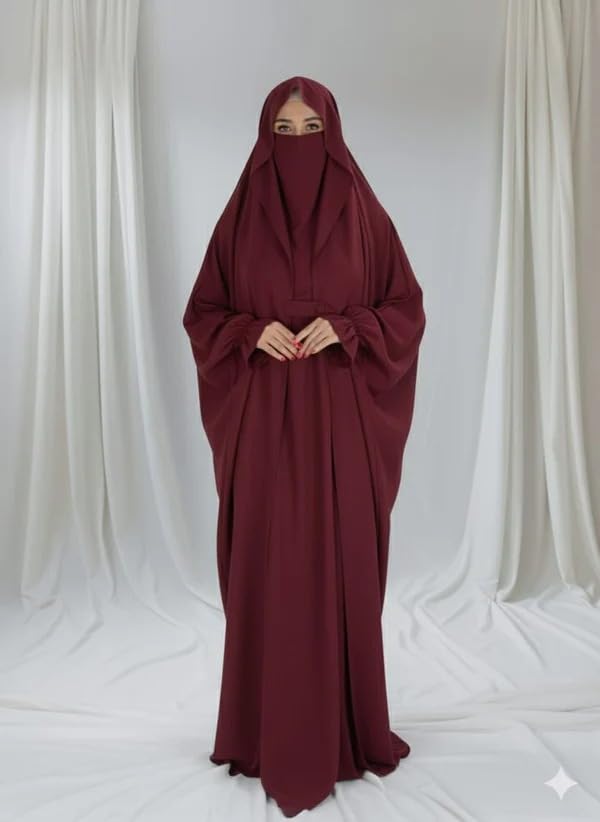 Image of NAZNEEN Saudi Jilbab Full Length and Noise Pc MATT NIDA Fabric with extra panel to cover face