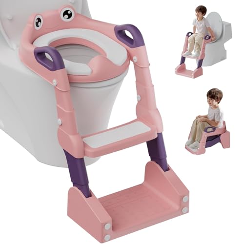 Toilettensitz Kinder mit Treppe,2 IN 1 Toilettensitz Kinder,Upgraded Kindertoilette für Jungen und Mädchen,Toilettentrainer für Kinder,Klositz für Kinder,WC Sitz Kinder