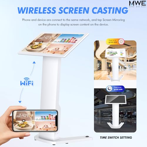 Image of MWE 32 Inch Touch-screen Self Service Kiosk, Floor Standing Digital Signage Display, FHD Information Kiosk, 2 Speakers, Interactive Display for Mall Navigation /Self-Ordering /Advertising /Retail Store