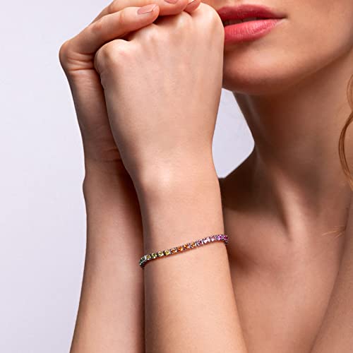 Moissanite Tennis Bracelets for Women, 18K White Gold Plated Sterling Silver Mens Bracelet 3MM-4MM Lab Created Simulated Diamond Wedding Bracelets for Brides/Birthday/Valentine's Day Gift4