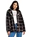 VolcomWomen's JuniorsPolar Puff Sherpa Knit Jacket – Plaid Jacquard Fleece, Vintage Black, Medium