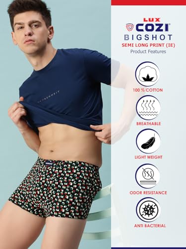 Lux Cozi Mens 100% Cotton Printed Mini Trunk | Printed Mini Trunk for Men | Color and Print May Vary | Mini Trunk for Men Pack of 3