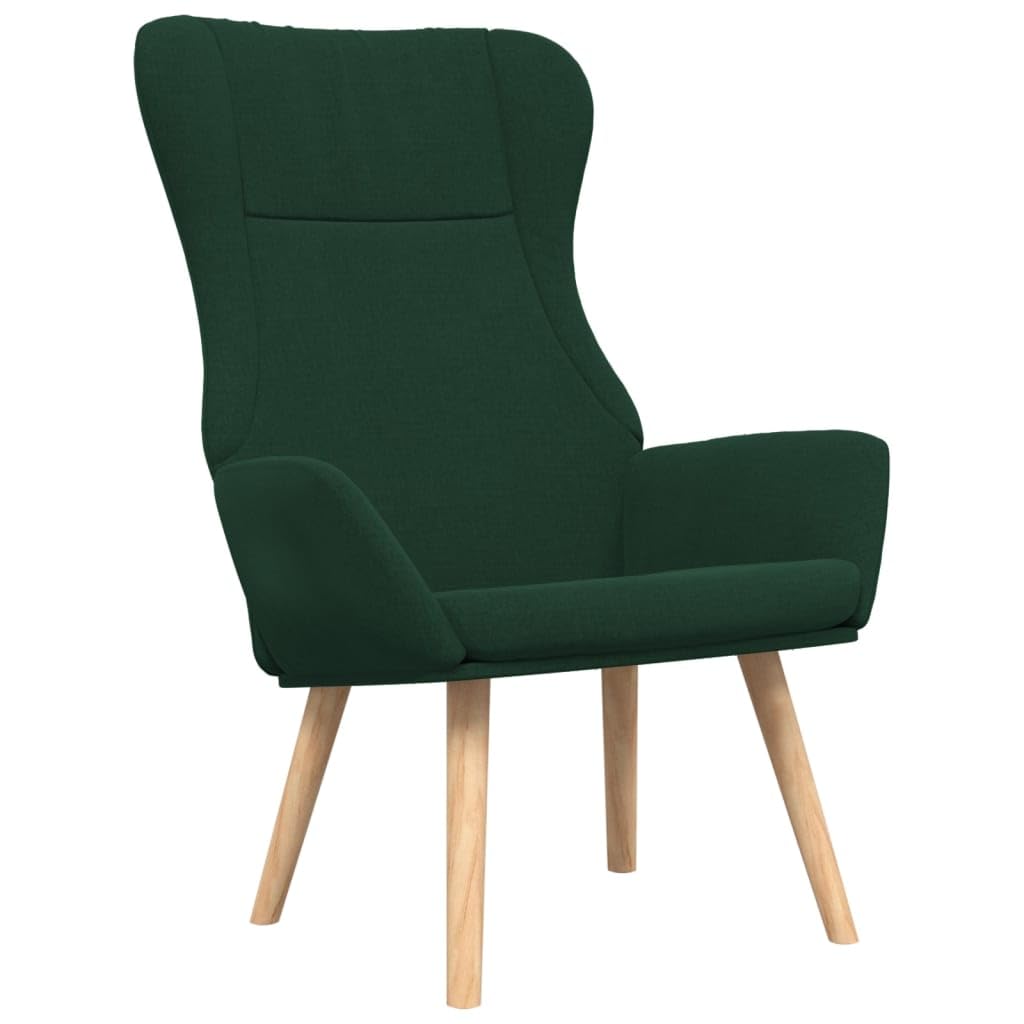 Sedia per il tempo libero, comoda, da lettura, con sgabello, in tessuto verde scuro, per soggiorno, camera da letto, ufficio