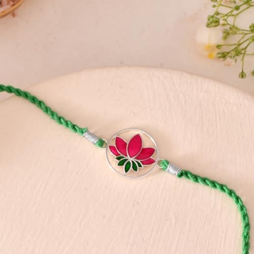 Image of ROOVI Pure 925 Sterling Silver Rakhi for Bhai with Roli Chawal | Chandi Ki Rakhi Original | Krishna Morpankh, Trishul, Ganesh, Ram, Om, Evil Eye, Infinity Rakhi for Brother With Certificate
