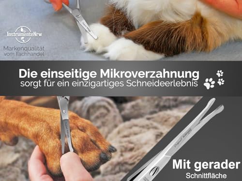 Pfotenschere Hunde Fellschere aus Solingen mit Mikroverzahnung, Haarschere mit gerader Schnittfläche und abgerundeten Spitzen 10,5 cm