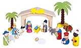 Fritz Cox® Kinderkrippe Weihnachten aus Holz - handbemalte Holz-Kinder-Krippe inkl. Krippenstall in Geschenkverpackung; ideal für Familien mit Kindern (Sternenschnuppe)