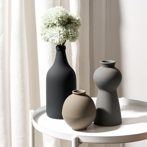 Ceramic Vase Set of 3, Nordic Minimalist Multicolor Vases Home Decor, Rustic...
