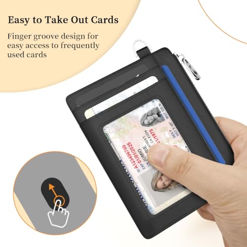 Image of Hancynir Slim Wallet Women Credit Card Holder, Skull Skeleton Small RFID
