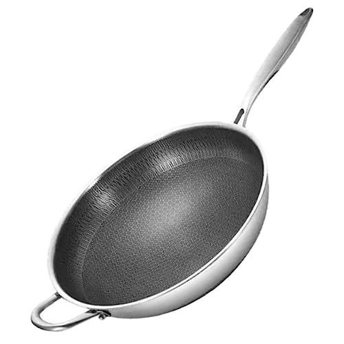 Wok de acero inoxidable con diseño panal y doble asa miniatura 1