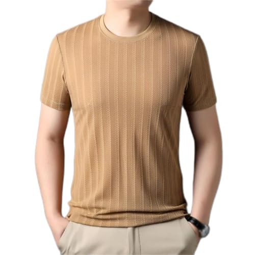 T-shirt d'été léger à col rond avec rayures verticales pour tops