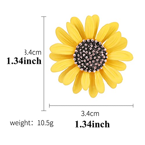 Image of Colorful Daisy Sunflower Brooch Pins - Bohemian Style Flower Lapel Pins Badge Dress Neckline Pin for Women Girls