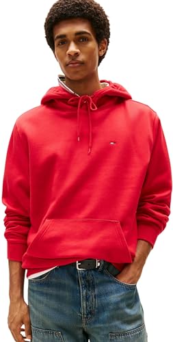 Tommy Jeans Herren Hoodie Regular Fit Flag Fleece mit Kapuze, Rot (Sapphire Red), XS – Ansicht 1