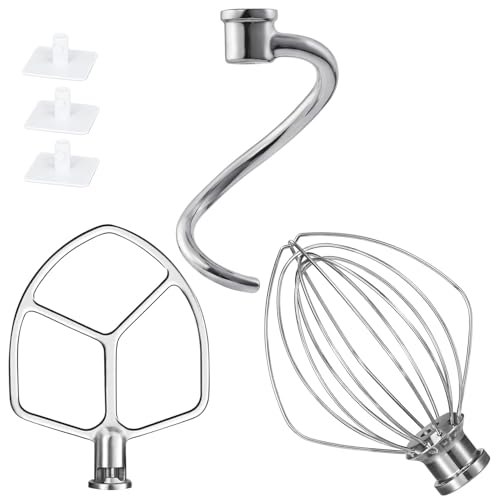Comparison: Best Kitchenaid Attachment For Cookie Dough 11 Kitchen Mixers Accessories for KitchenAid Mixer, 6 QT Dough Hook K256WW Wire Whip and Flat Blade Paddle Stainless Steel Attachments for Kitchen aid 5.5-6 Quart Tilt-Head Aid Stand Mixer