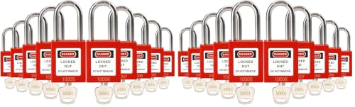Image of Lockout Tagout Locks with Brass Core, Keyed Different, 10 Red Loto Locks, OSHA Compliant Safety Padlocks for Electrical Lock Out Tag Out Kits,G01 (Pack of 2)