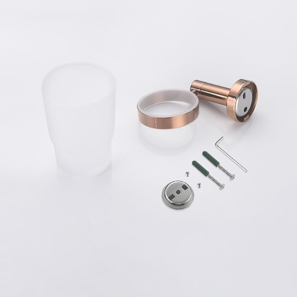 Toothbrush Holder Cup,304 Stainless Steel and Frosted Glass Toothbrush Cup,Wall Mounted Bathroom Set Accessories for Counter Organizer