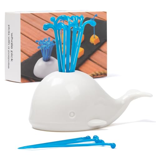 A beluga whale figurine that dispenses toothpicks from its blowhole — absurd, charming, and actually useful at a party.