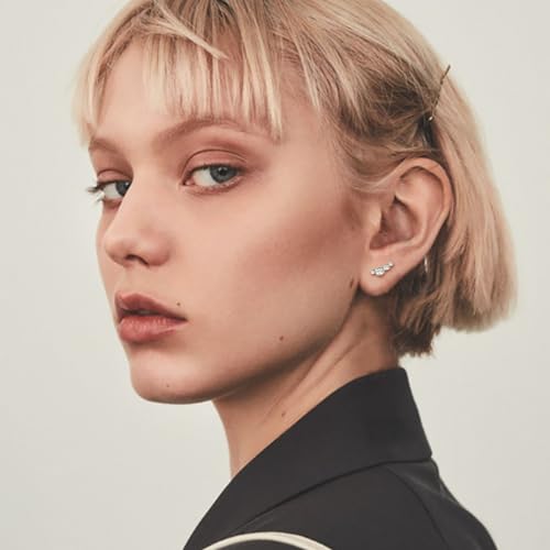 Moissanite Small Crawler Stud Earrings, 925 Sterling Silver D-E Color Lab Created Imitation-Diamond Climber Cartilage Earring, Dainty Jewelry Hypoallergenic for Sensitive Ears3