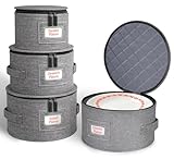 Cirhy Hard Shell China Storage Containers 4-Piece Set - Reinforced Hard-Sided Moving Boxes for Dinner Plates, Bowls & Saucers - Stackable Dish Packing Protectors with 48 Felt Dividers