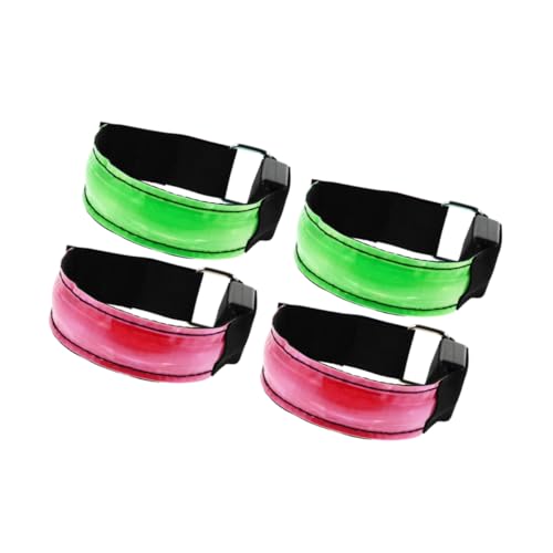 BESTonZON 4Pcs LED Sports Bracelet Rechargeable Glowing Armband for Night Running Jogging Cycling Reflective Light Up Arm Bands for Safety and Visibility