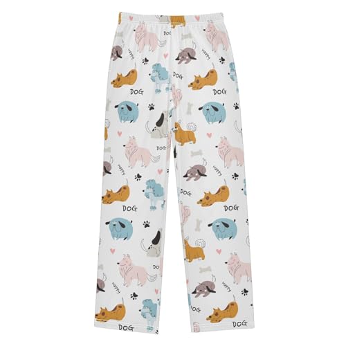 CaTaKu Boys Dog Cute Puppies Paws Pants for Boys Girls Wide Leg Sweatpants Kids Long Bottoms with Pockets Size 6-14Y