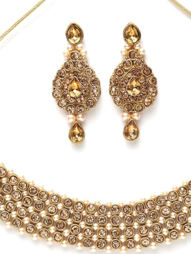 Juego de joyas Jadau y Kundan beige: la elegancia perfecta para tus eventos y bodas